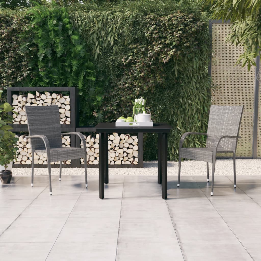 Berkfield 3 Piece Garden Dining Set Grey and Black