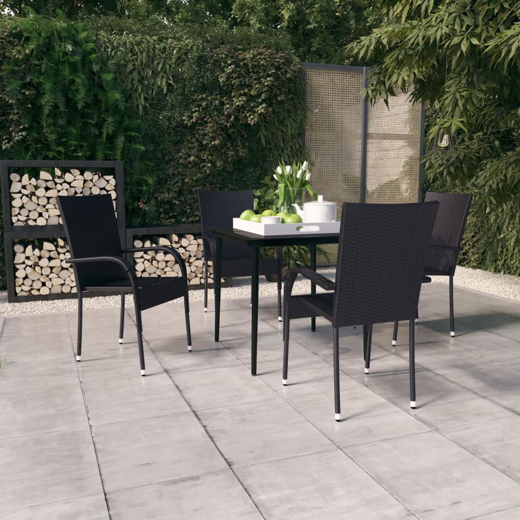 Berkfield 5 Piece Garden Dining Set Black