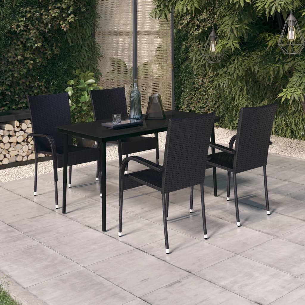 Berkfield 5 Piece Garden Dining Set Black