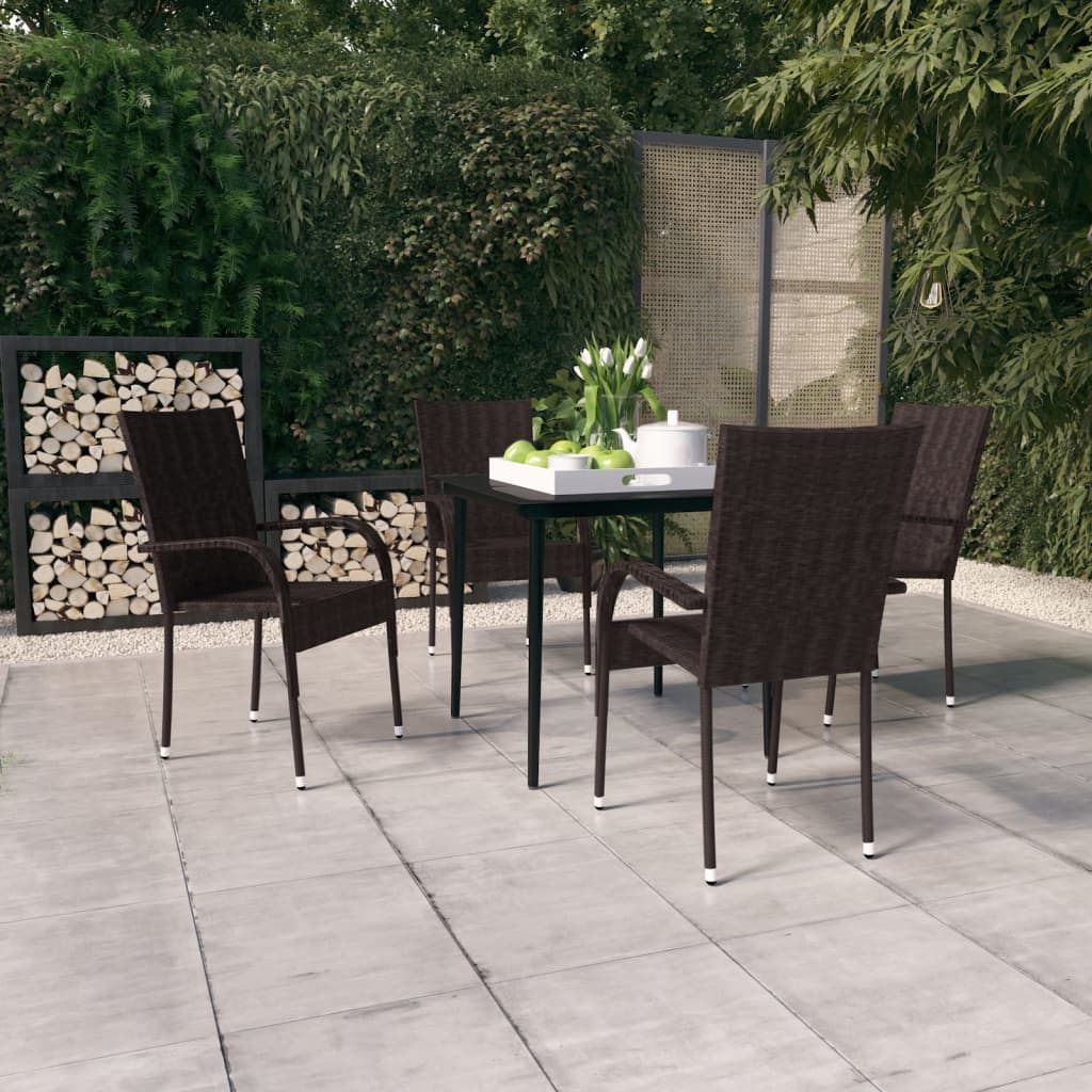 Berkfield 5 Piece Garden Dining Set Brown and Black