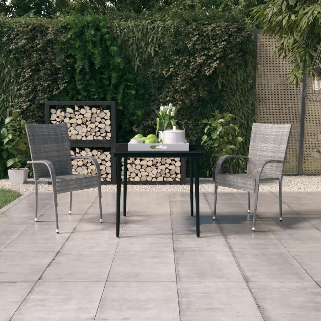 Berkfield 3 Piece Garden Dining Set Grey and Black