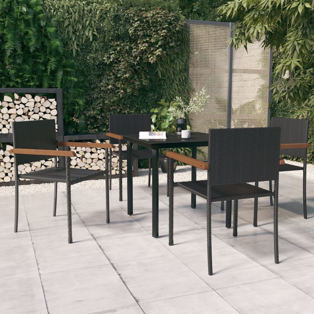 Berkfield 5 Piece Garden Dining Set Black