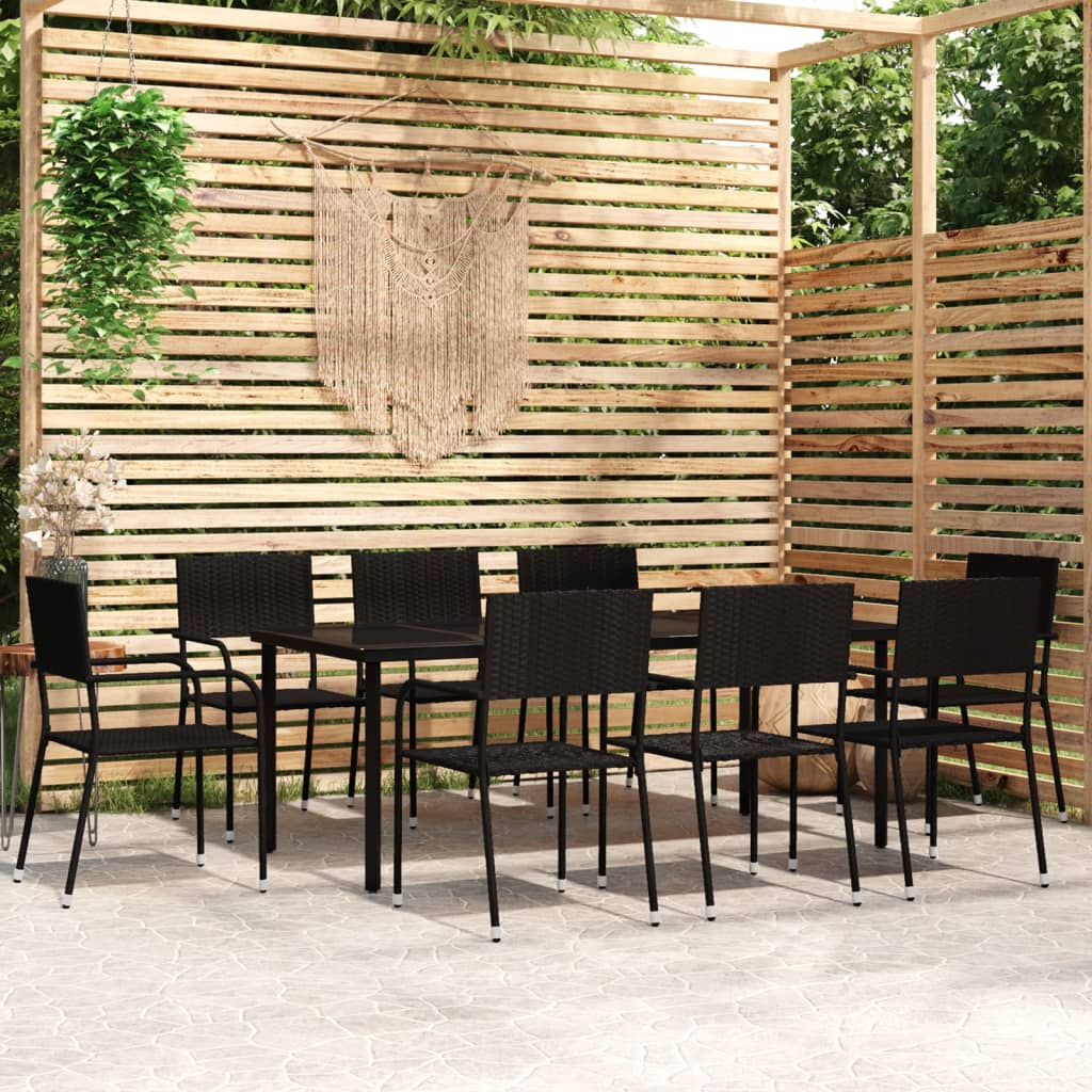 Berkfield 9 Piece Garden Dining Set Black