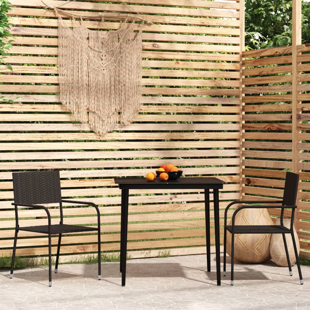 Berkfield 3 Piece Garden Dining Set Black