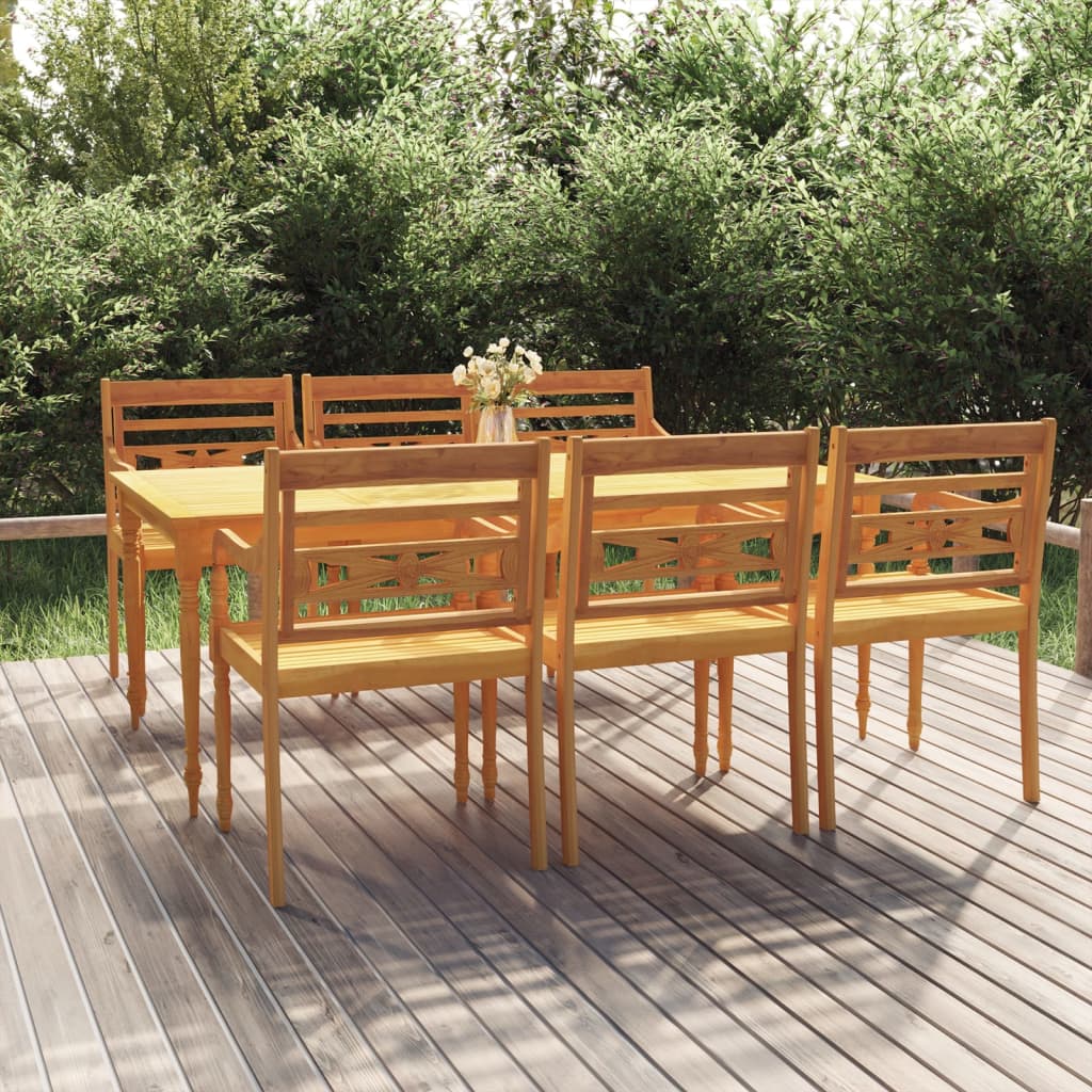 Berkfield 7 Piece Garden Dining Set Solid Wood Teak