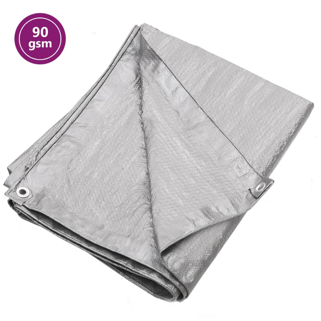 Berkfield Tarpaulin 90 g/m�__ 6x12 m Grey HDPE