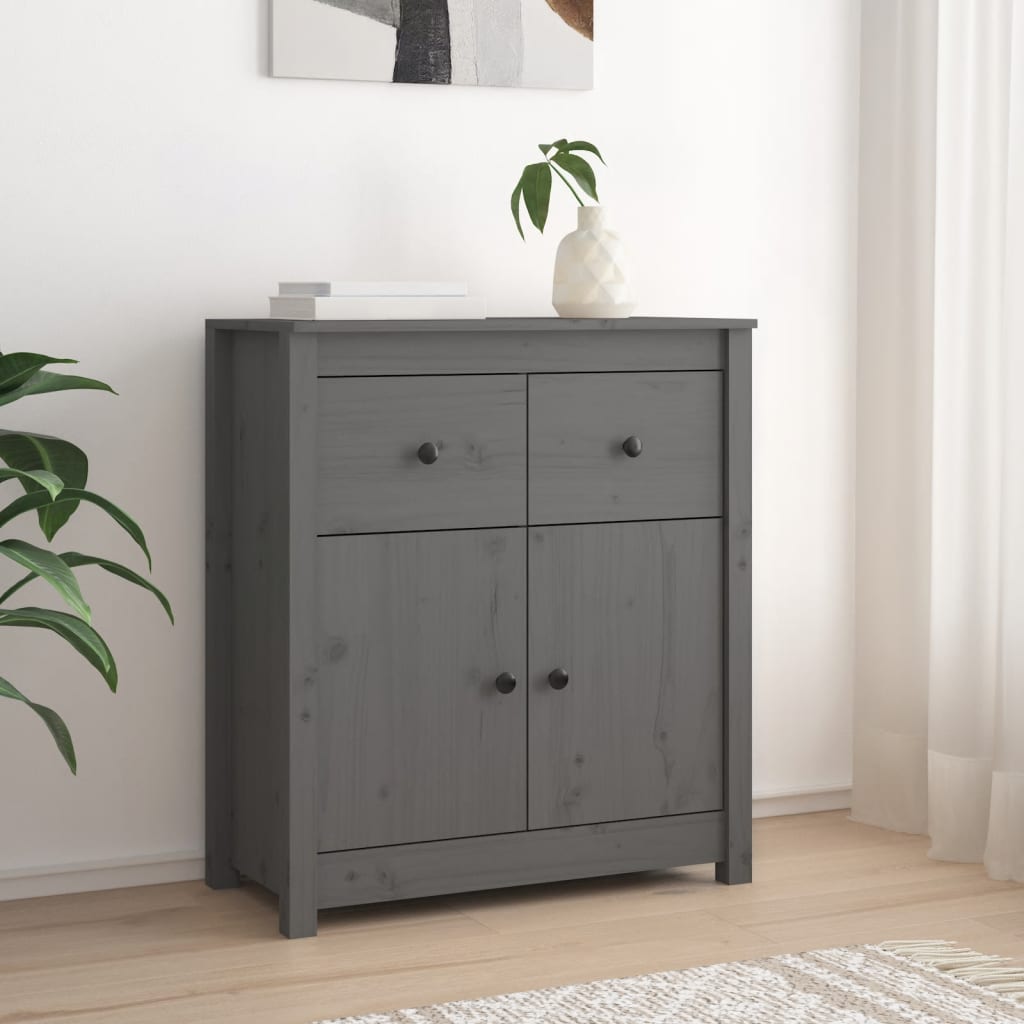 Berkfield Sideboard Grey 70x35x80 cm Solid Wood Pine