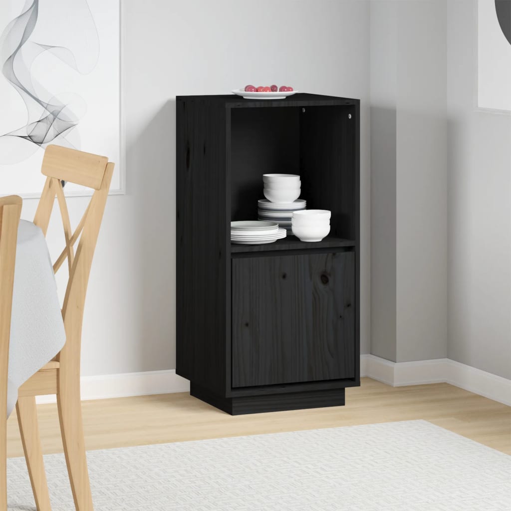 Berkfield Sideboard Black 38x35x80 cm Solid Wood Pine