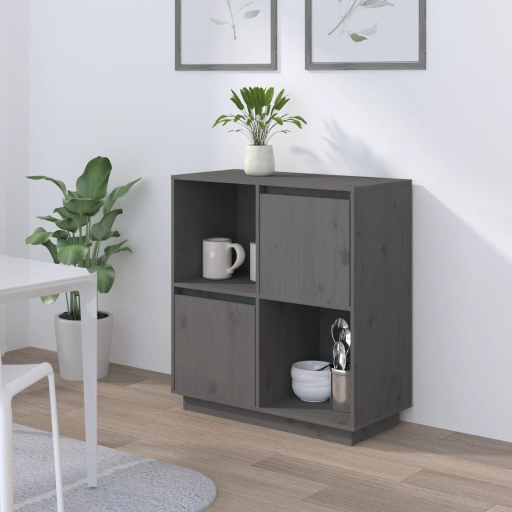 Berkfield Sideboard Grey 74x35x80 cm Solid Wood Pine