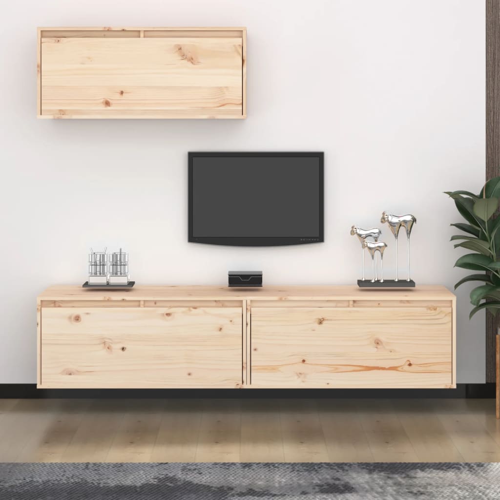 Berkfield TV Cabinets 3 pcs Solid Wood Pine