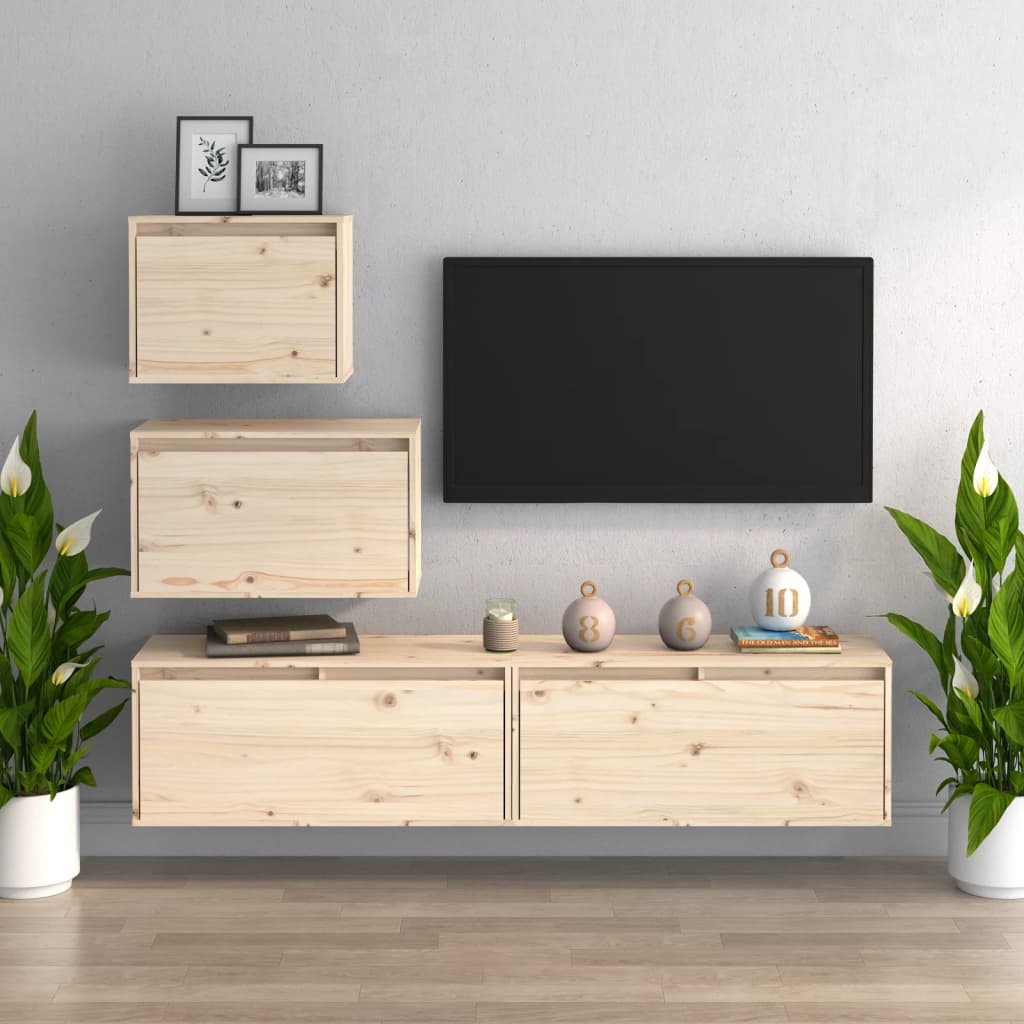 Berkfield TV Cabinets 4 pcs Solid Wood Pine
