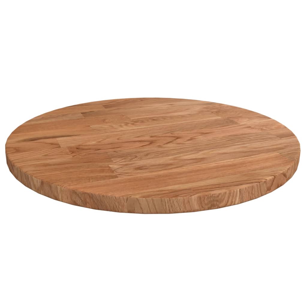 Berkfield Round Table Top Light Brown �_�”�_30x1.5 cm Treated Solid Wood Oak