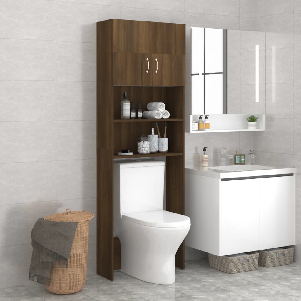 Berkfield Washing Machine Cabinet Brown Oak 64x25.5x190 cm