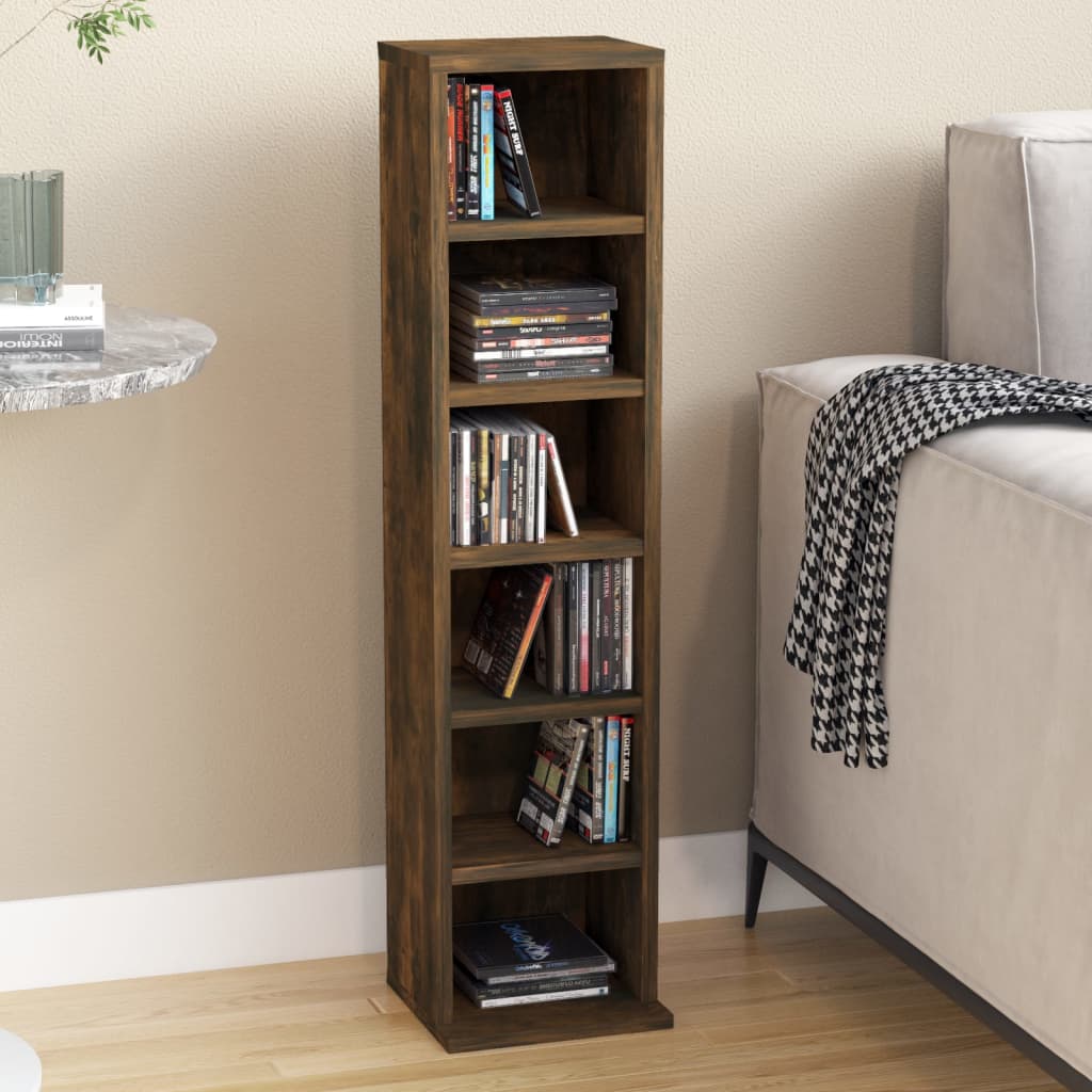 Berkfield CD Cabinet Smoked Oak 21x20x88 cm Engineered Wood
