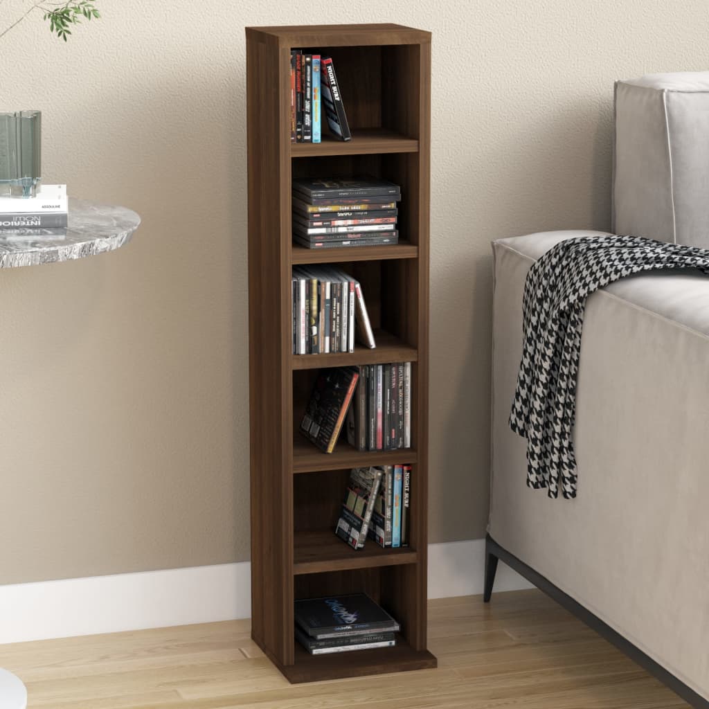 Berkfield CD Cabinet Brown Oak 21x20x88 cm Engineered Wood