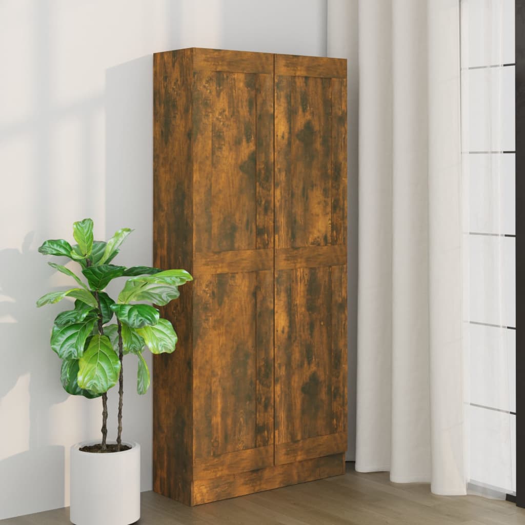 Berkfield Book Cabinet Smoked Oak 82.5x30.5x185.5 cm Engineered Wood