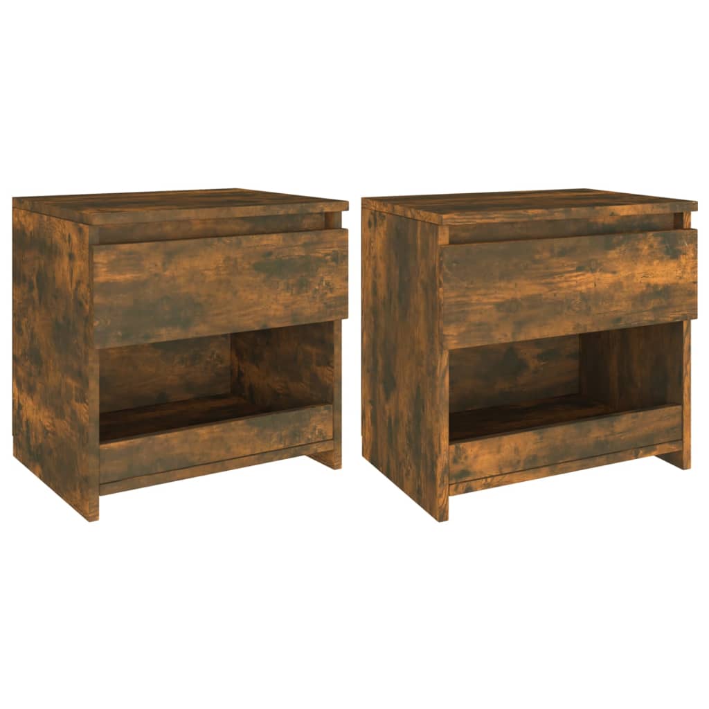 Berkfield Bedside Cabinets 2 pcs Smoked Oak 40x30x39 cm Engineered Wood