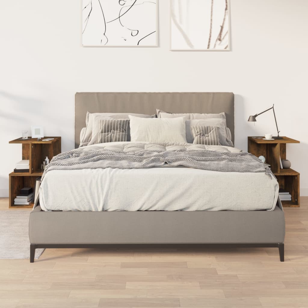 Berkfield Bedside Cabinets 2 pcs Smoked Oak 35x35x55 cm Engineered Wood