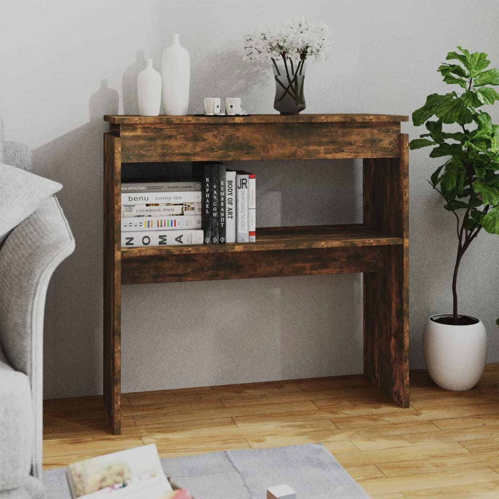 Berkfield Console Table Smoked Oak 80x30x80 cm Engineered Wood