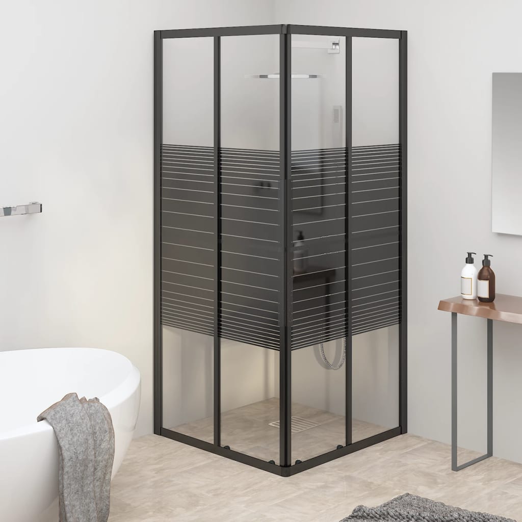 Berkfield Stripe Shower Cabin ESG 80x80x180 cm Black