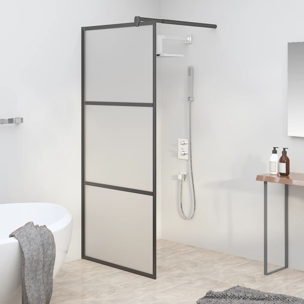 Berkfield Walk-in Shower Wall 90x195 cm Frosted ESG Glass Black