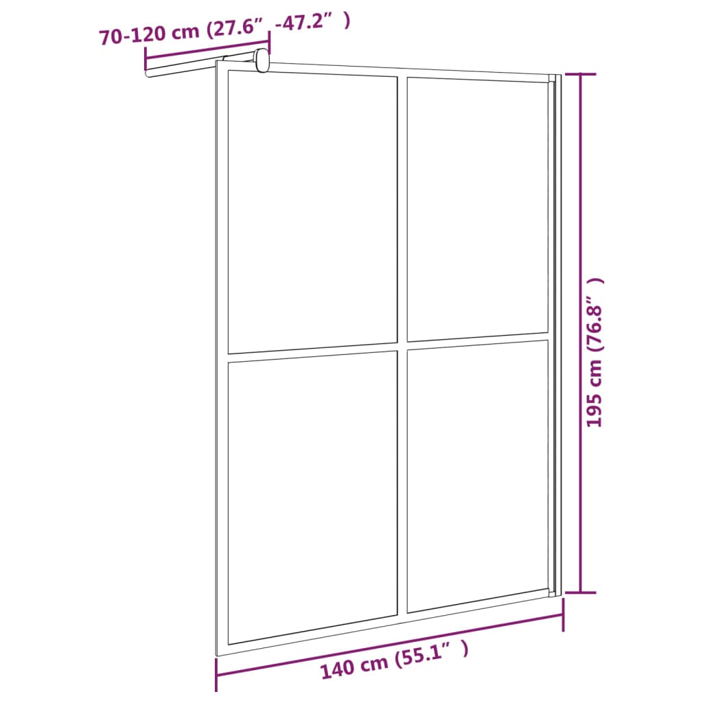 Berkfield Walk-in Shower Screen 140x195 cm Dark Tempered Glass