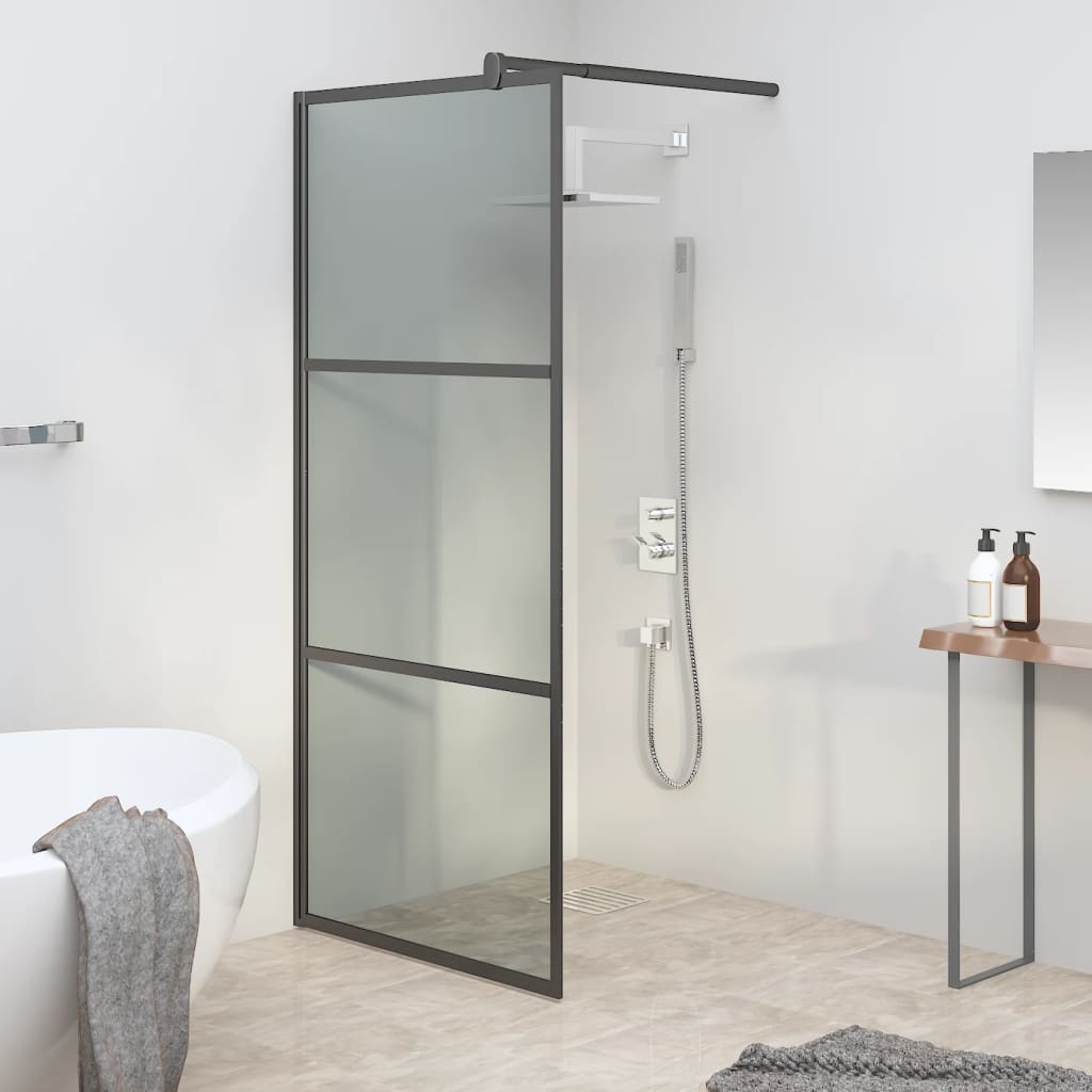 Berkfield Walk-in Shower Wall 80x195cm Dark ESG Glass Black
