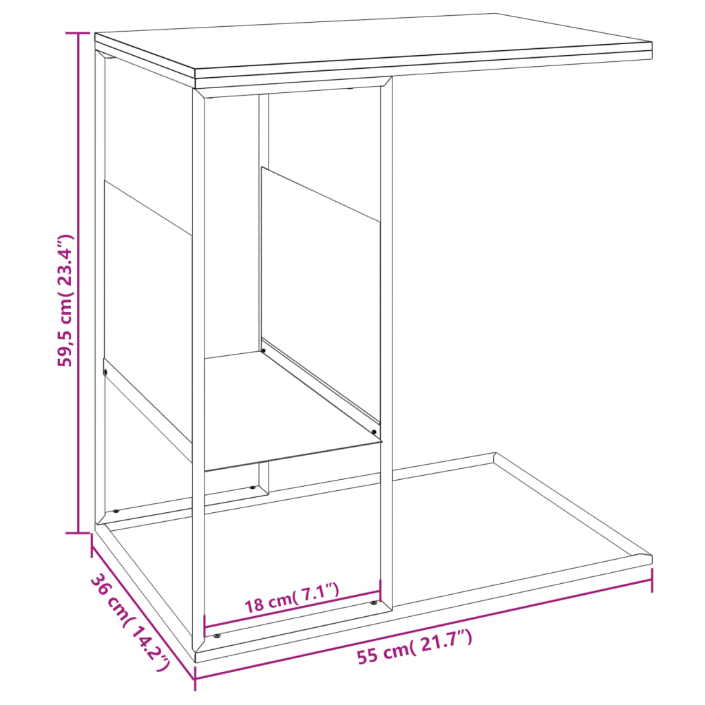 Berkfield Side Table white 55x36x59.5 cm Engineered Wood