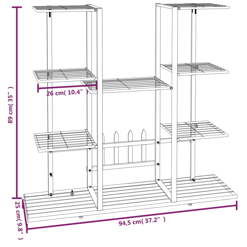 Berkfield Flower Stand 94.5x25x89 cm Black Iron