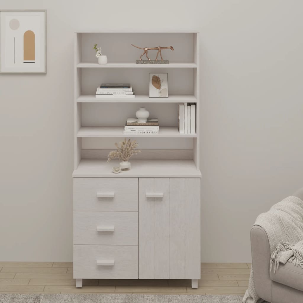 Berkfield Highboard HAMAR Solid Wood Pine White