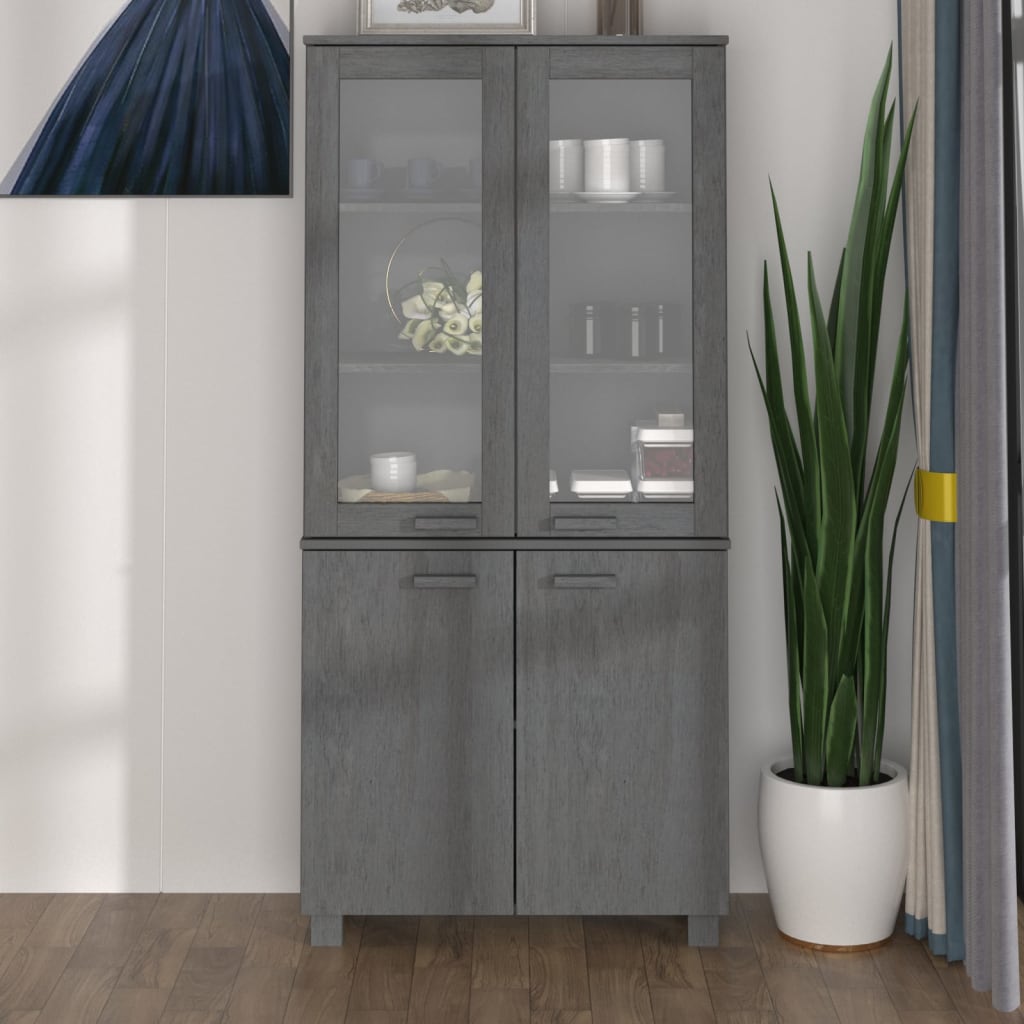 Berkfield Highboard HAMAR Solid Wood Pine Dark Grey