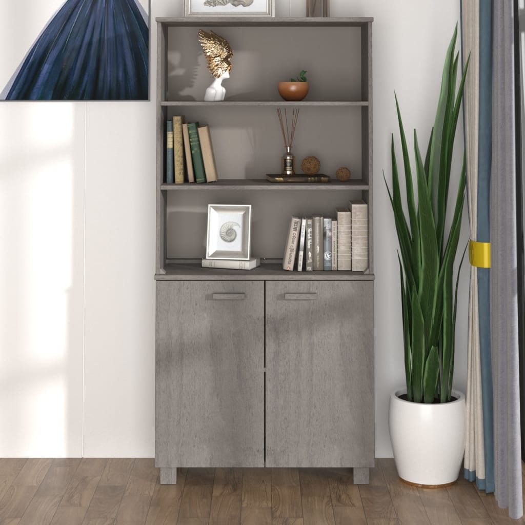 Berkfield Highboard HAMAR Solid Wood Pine Light Grey
