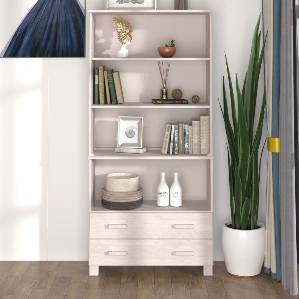 Berkfield Highboard HAMAR Solid Wood Pine White