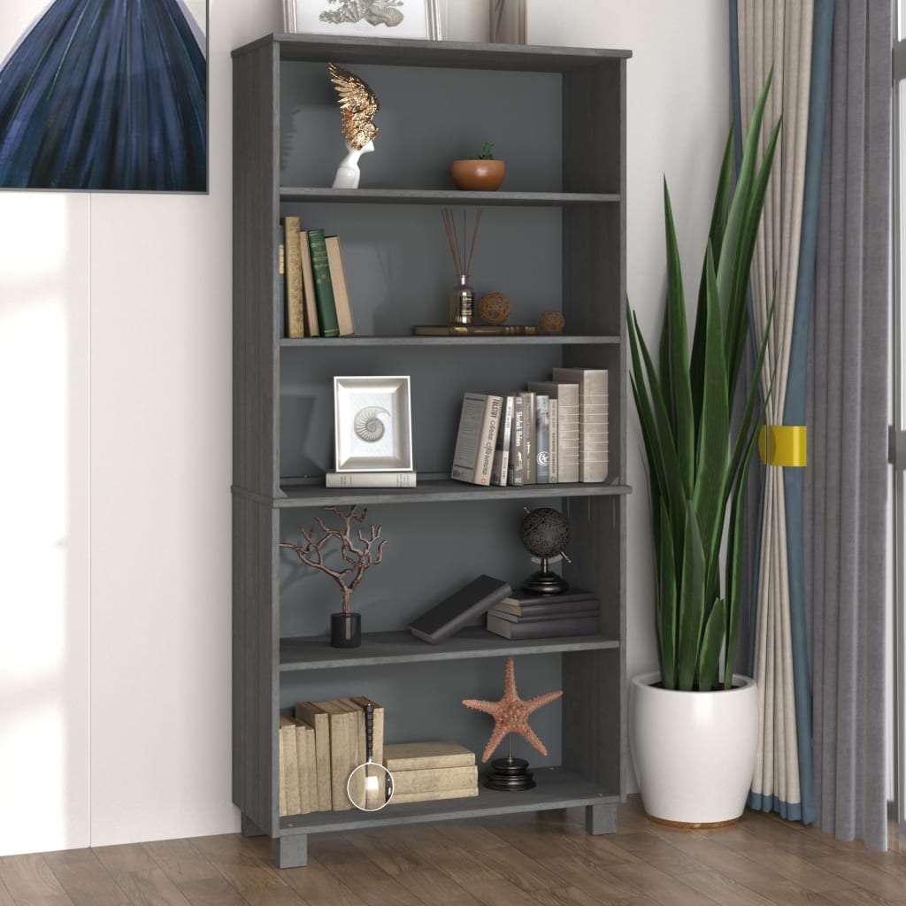 Berkfield Highboard HAMAR Solid Wood Pine Dark Grey