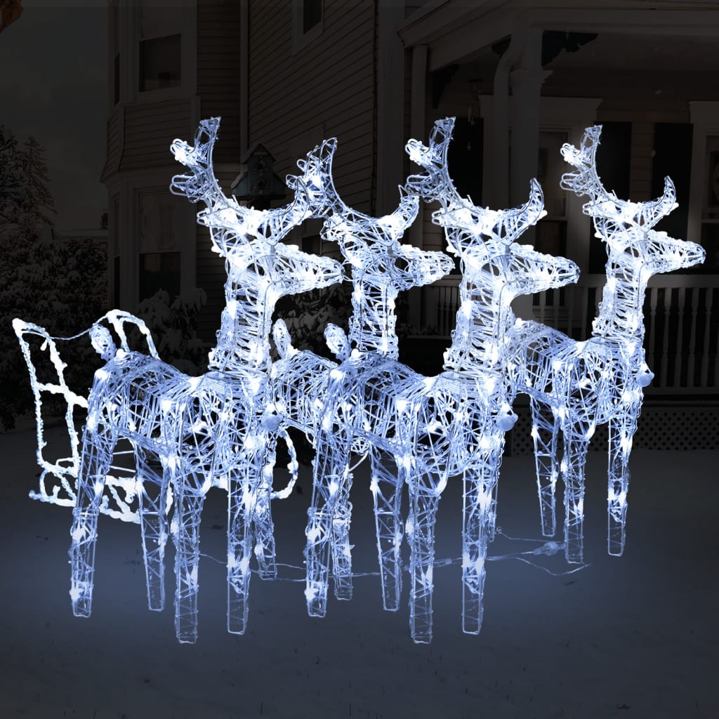 Berkfield Reindeers & Sleigh Christmas Decoration 240 LEDs Acrylic