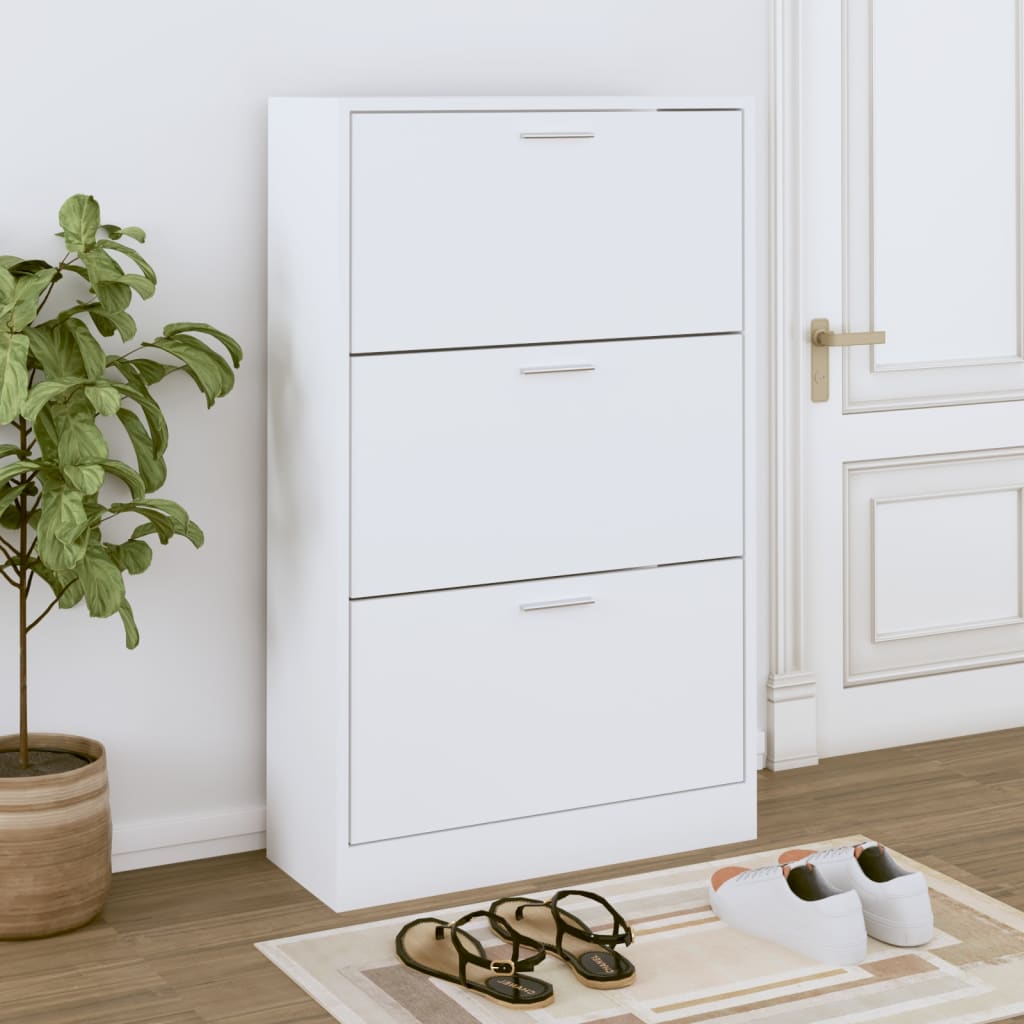Berkfield Shoe Cabinet White 63x24x103 cm Engineered Wood