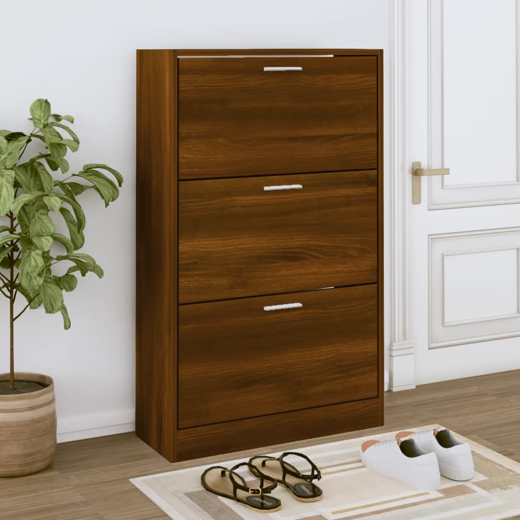 Berkfield Shoe Cabinet Brown Oak 63x24x103 cm Engineered Wood