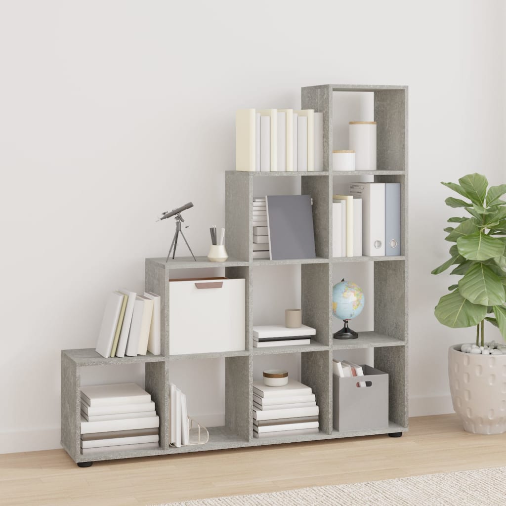 Berkfield Staircase Bookcase Concrete Grey 142 cm Engineered Wood
