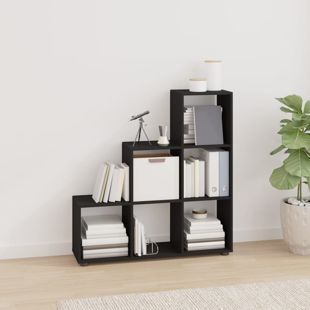 Berkfield Staircase Bookcase Black 107 cm Engineered Wood