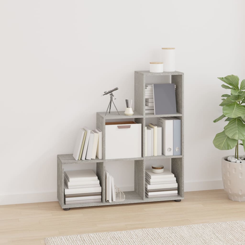 Berkfield Staircase Bookcase Concrete Grey 107 cm Engineered Wood