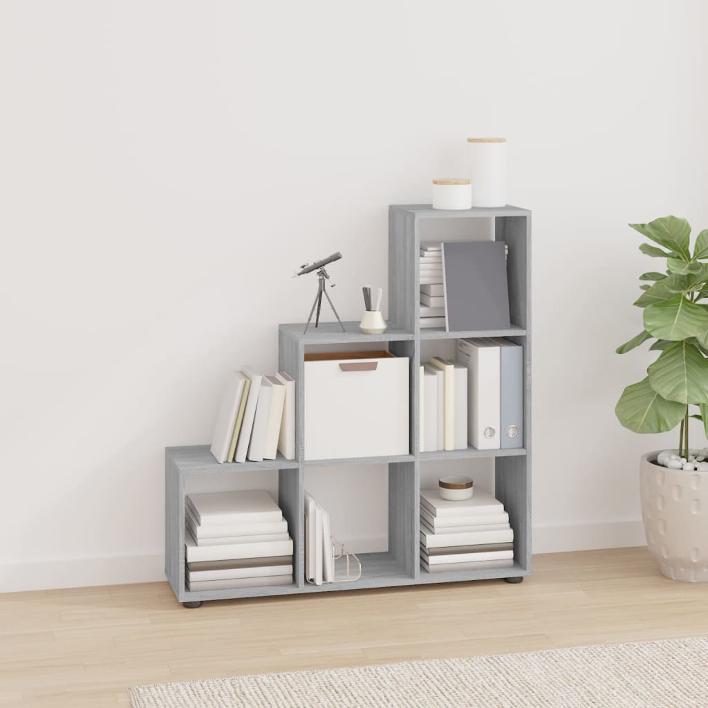Berkfield Staircase Bookcase Grey Sonoma 107 cm Engineered Wood