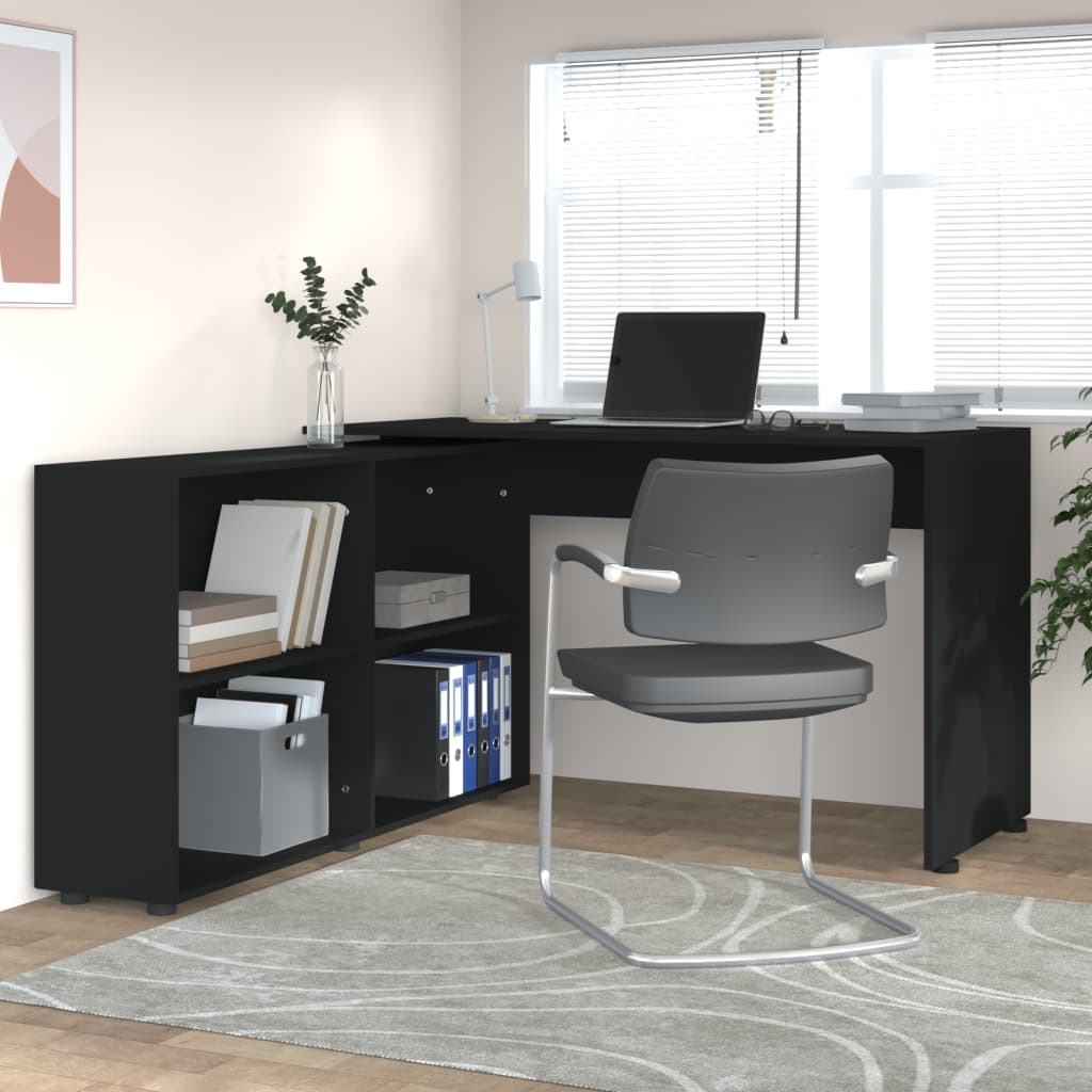 Berkfield Corner Desk Black Engineered Wood