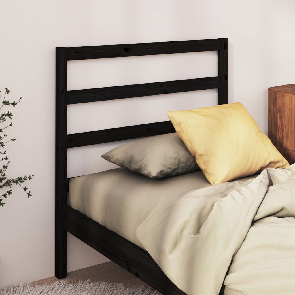 Berkfield Bed Headboard Black 106x4x100 cm Solid Wood Pine