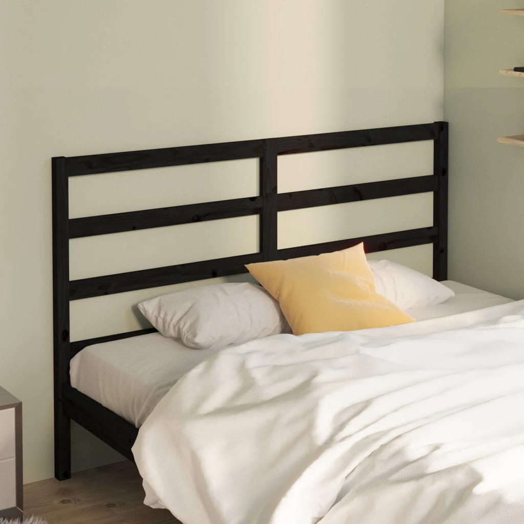 Berkfield Bed Headboard Black 141x4x100 cm Solid Wood Pine