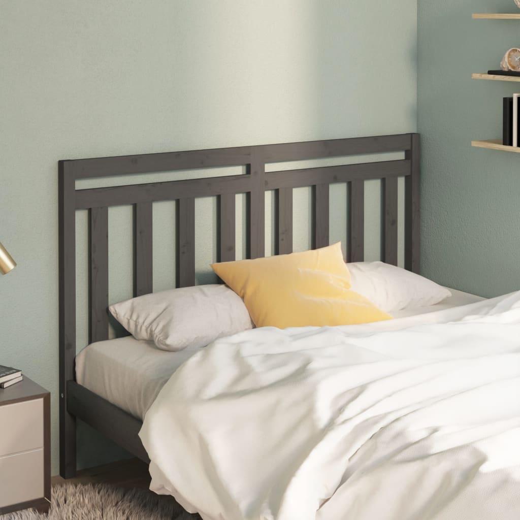 Berkfield Bed Headboard Grey 146x4x100 cm Solid Wood Pine
