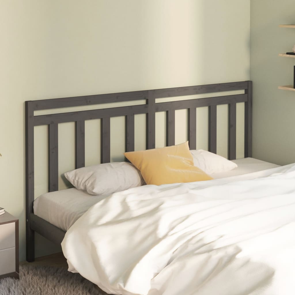 Berkfield Bed Headboard Grey 206x4x100 cm Solid Wood Pine