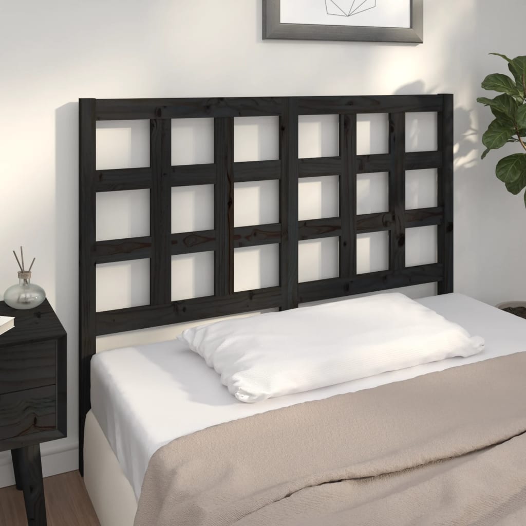 Berkfield Bed Headboard Black 125.5x4x100 cm Solid Wood Pine