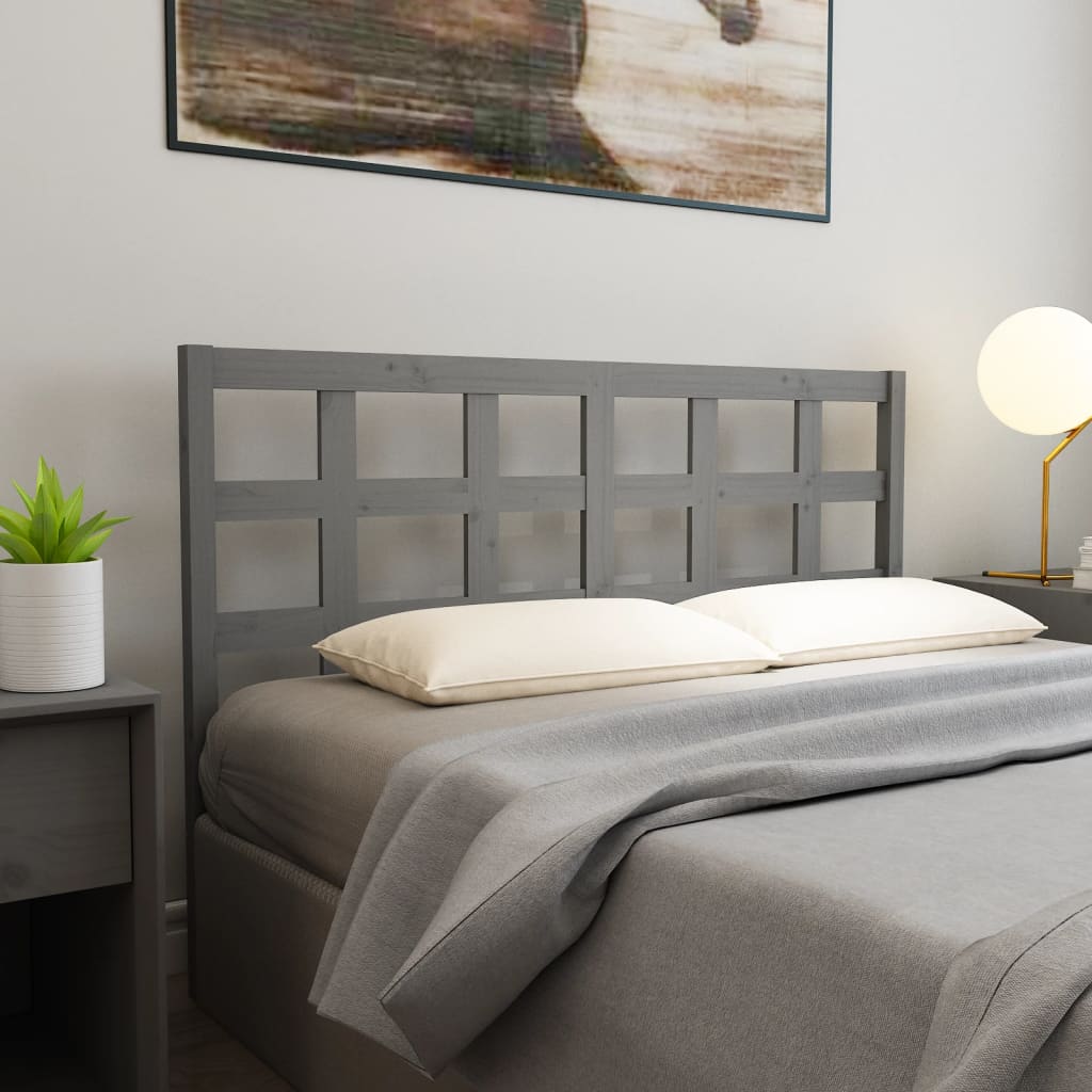 Berkfield Bed Headboard Grey 145.5x4x100 cm Solid Wood Pine