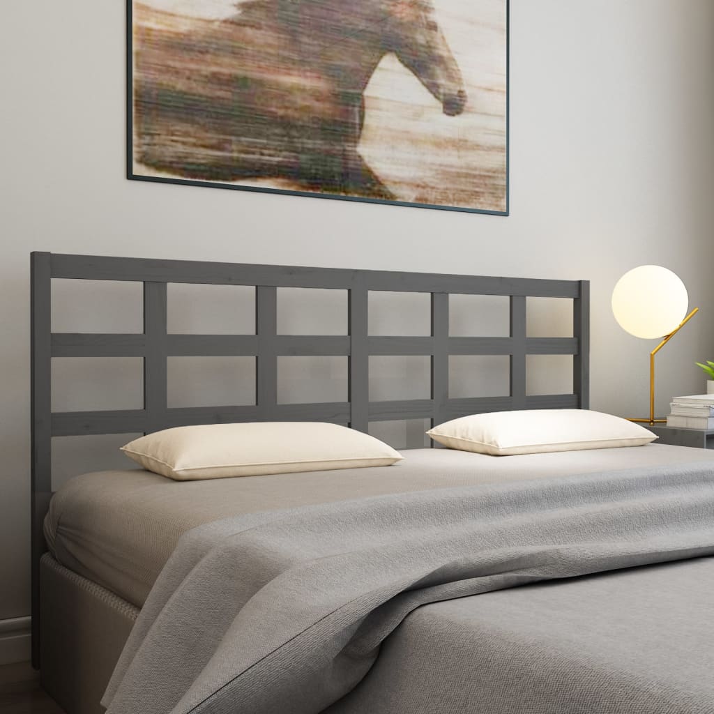 Berkfield Bed Headboard Grey 185.5x4x100 cm Solid Wood Pine