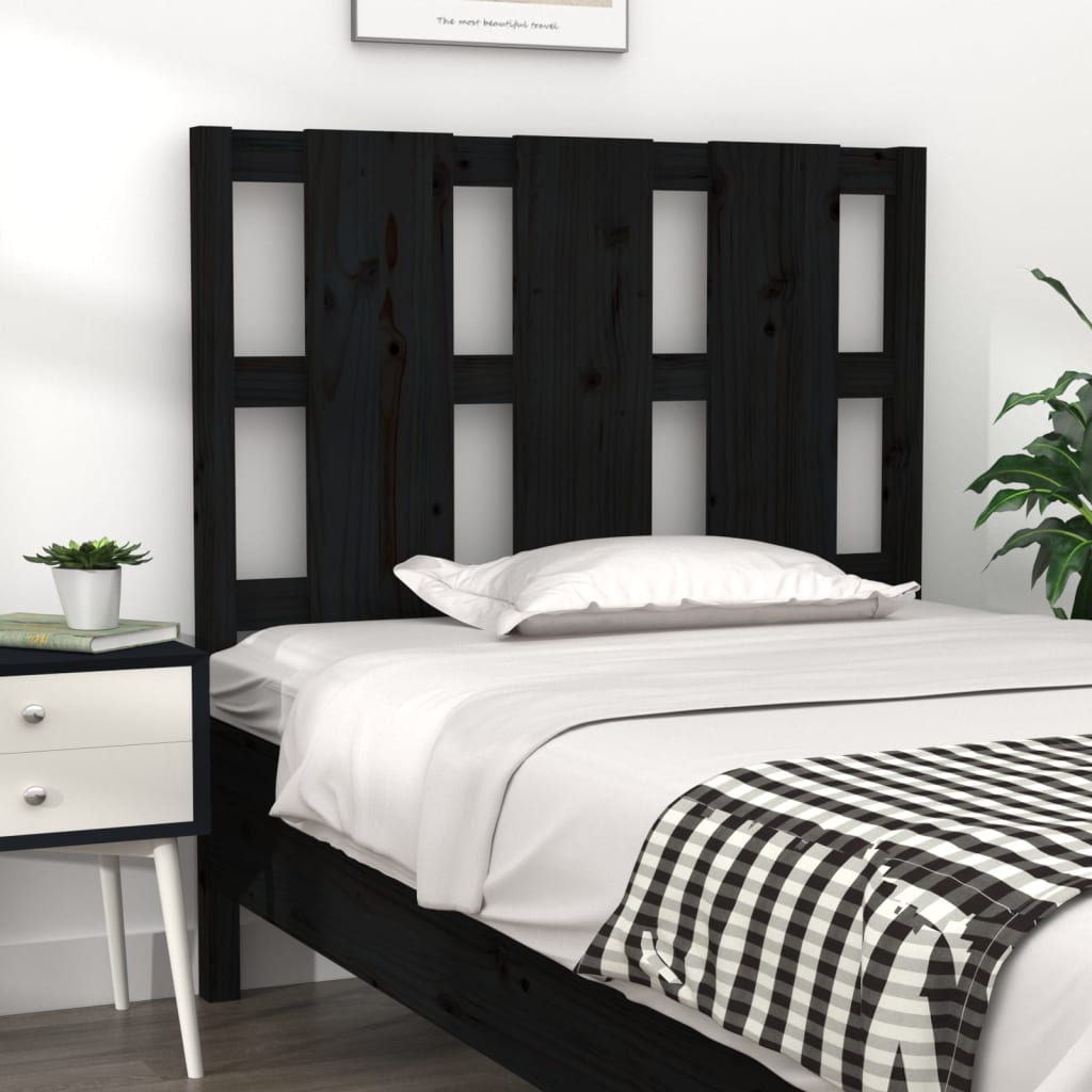 Berkfield Bed Headboard Black 105.5x4x100 cm Solid Wood Pine